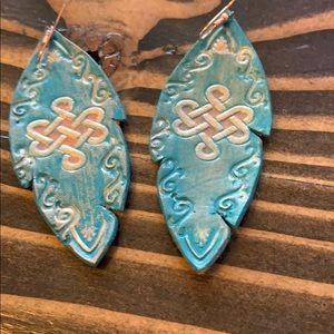 Real leather hand tooled earrings